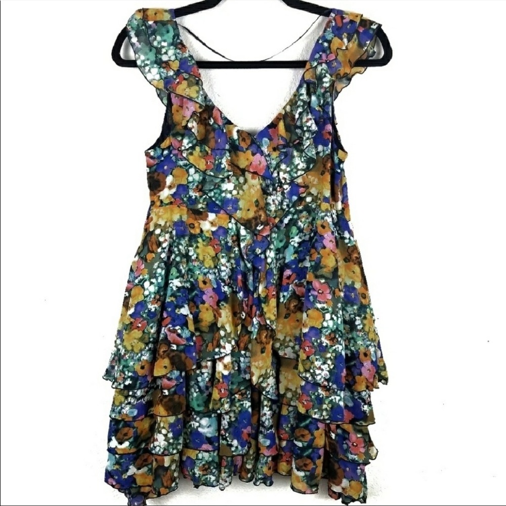 H&M Garden Collection Mini Ruffled Dress Size 8 - Picture 1 of 7